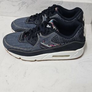 Nike Air Max Afro 90 Punk Navy Denim  with Multicolor Pattern Swoosh.